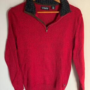 Chaps Red 1/4 Zip Sweater